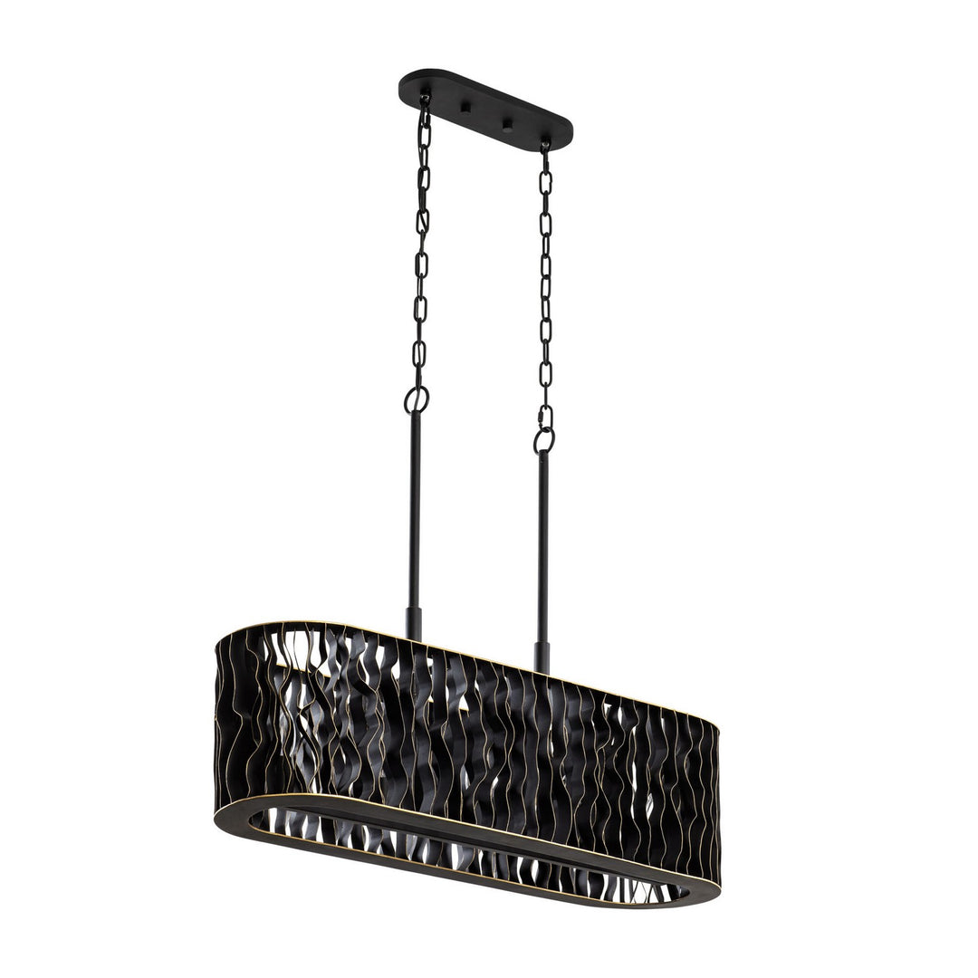Varaluz - 380N05MBFG - Five Light Linear Pendant - Estela - Matte Black/French Gold