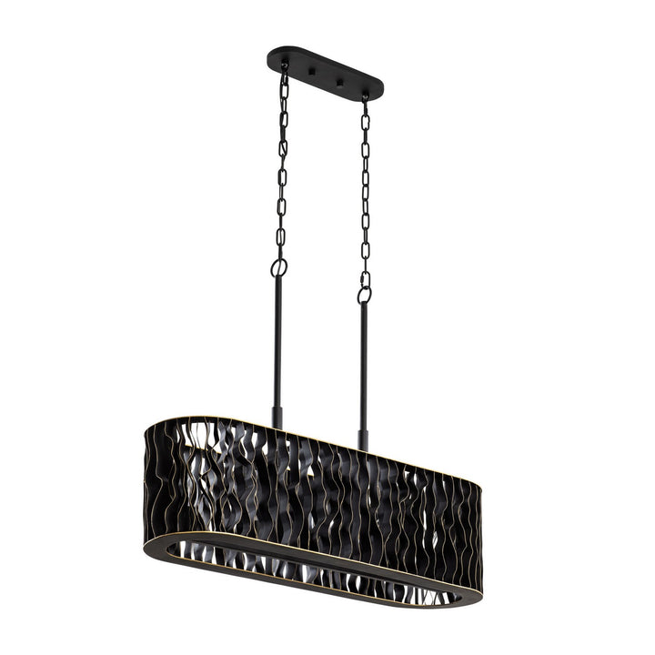 Varaluz - 380N05MBFG - Five Light Linear Pendant - Estela - Matte Black/French Gold