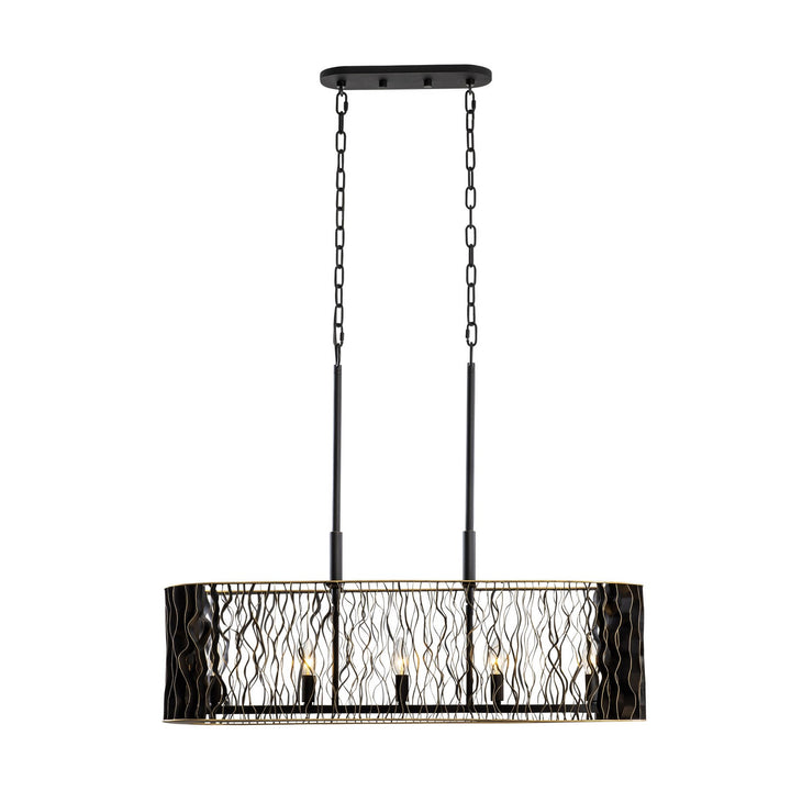 Varaluz - 380N05MBFG - Five Light Linear Pendant - Estela - Matte Black/French Gold