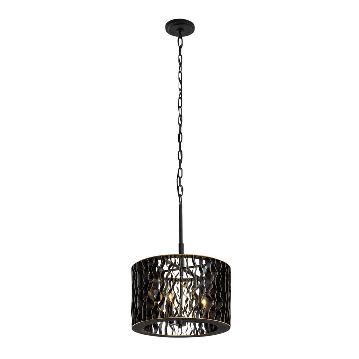 Varaluz - 380P03MBFG - Three Light Pendant - Estela - Matte Black/French Gold