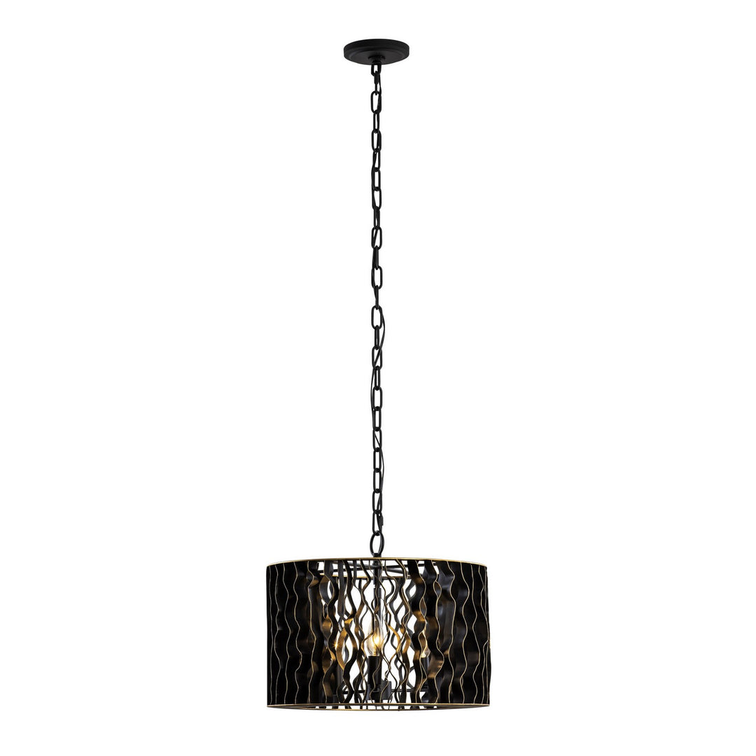 Varaluz - 380P03MBFG - Three Light Pendant - Estela - Matte Black/French Gold