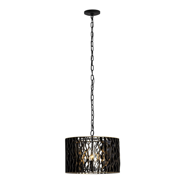 Varaluz - 380P03MBFG - Three Light Pendant - Estela - Matte Black/French Gold
