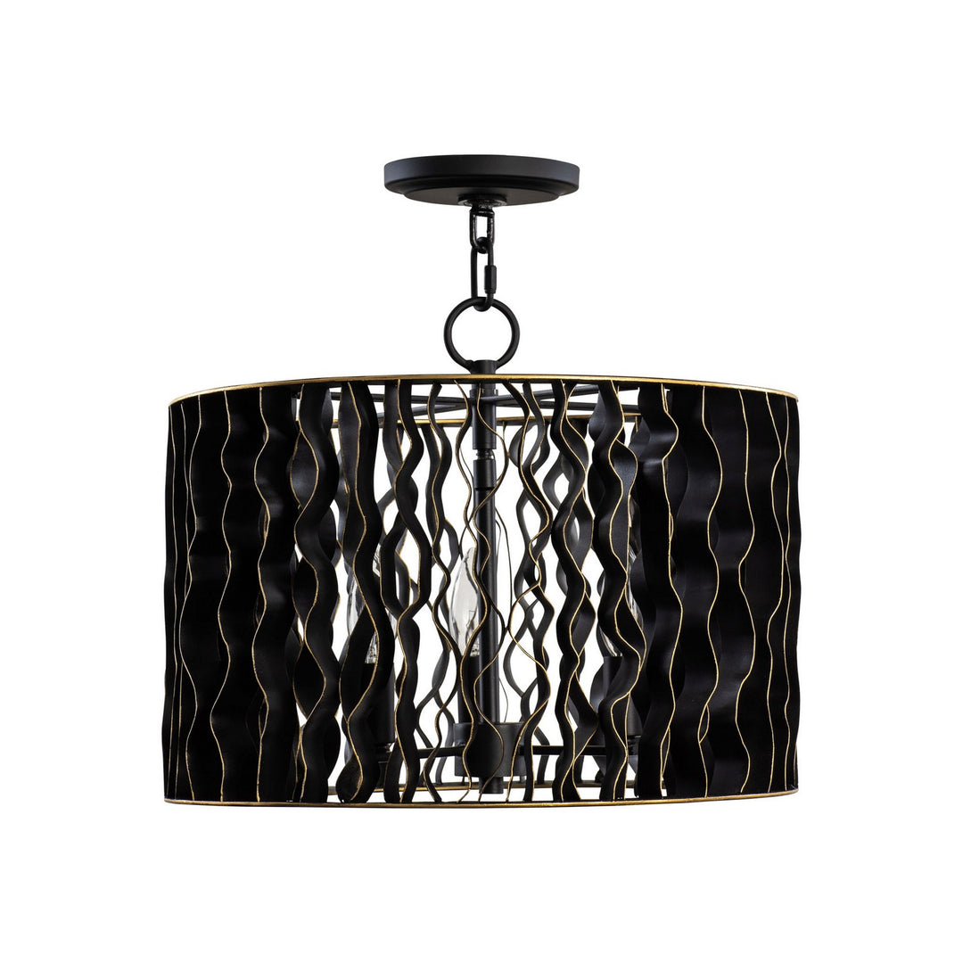Varaluz - 380P03MBFG - Three Light Pendant - Estela - Matte Black/French Gold