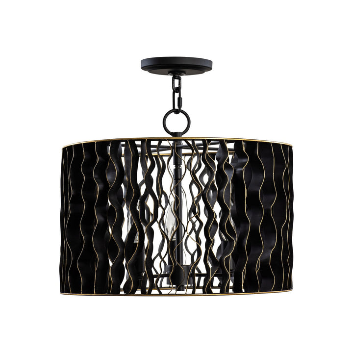 Varaluz - 380P03MBFG - Three Light Pendant - Estela - Matte Black/French Gold