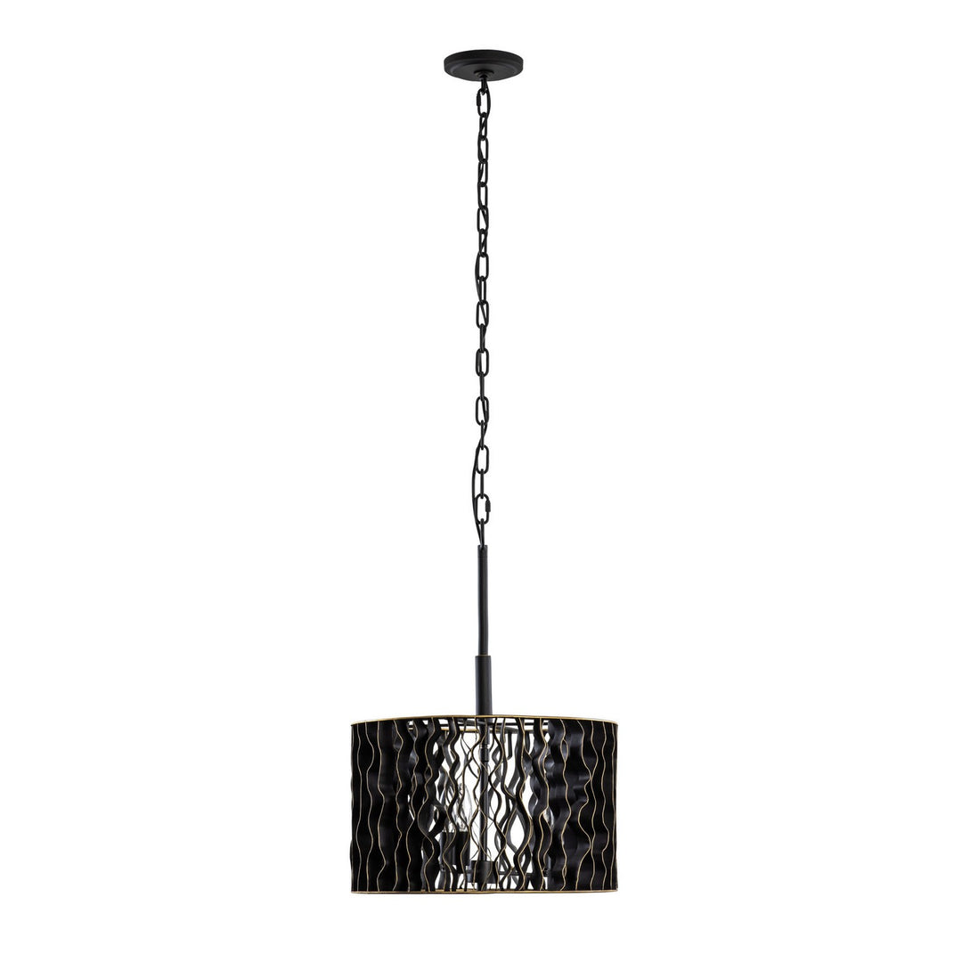 Varaluz - 380P03MBFG - Three Light Pendant - Estela - Matte Black/French Gold