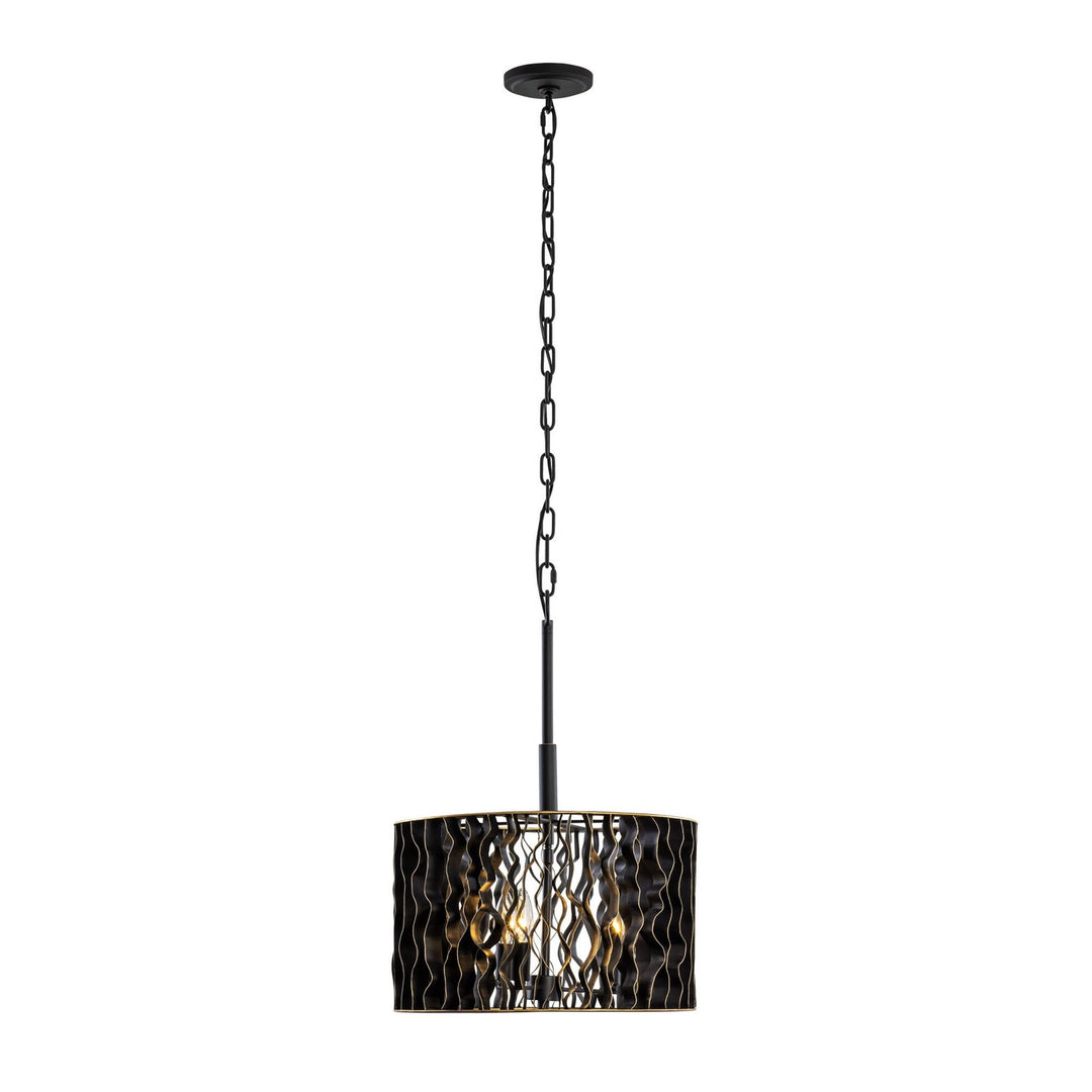 Varaluz - 380P03MBFG - Three Light Pendant - Estela - Matte Black/French Gold
