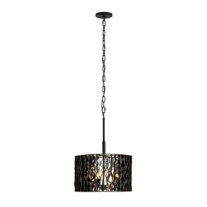 Varaluz - 380P03MBFG - Three Light Pendant - Estela - Matte Black/French Gold