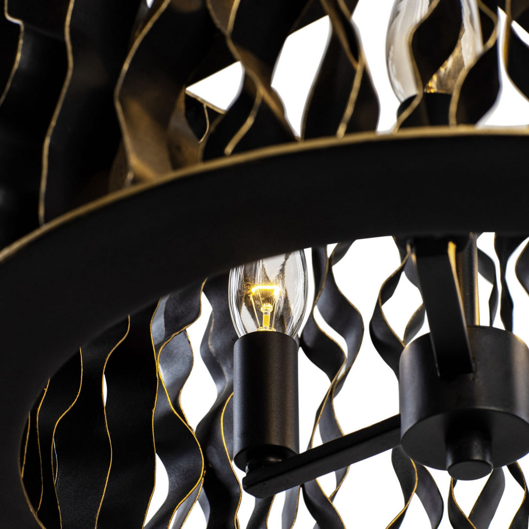 Varaluz - 380P03MBFG - Three Light Pendant - Estela - Matte Black/French Gold