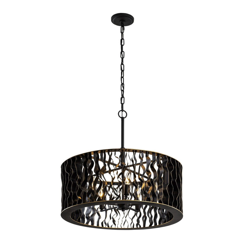 Varaluz - 380P05MBFG - Five Light Pendant - Estela - Matte Black/French Gold