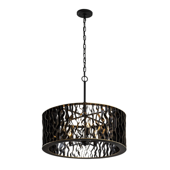 Varaluz - 380P05MBFG - Five Light Pendant - Estela - Matte Black/French Gold