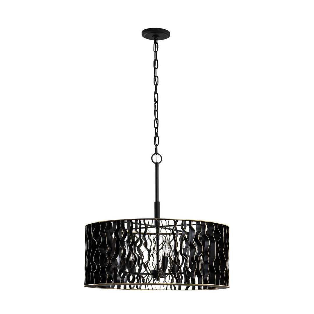 Varaluz - 380P05MBFG - Five Light Pendant - Estela - Matte Black/French Gold