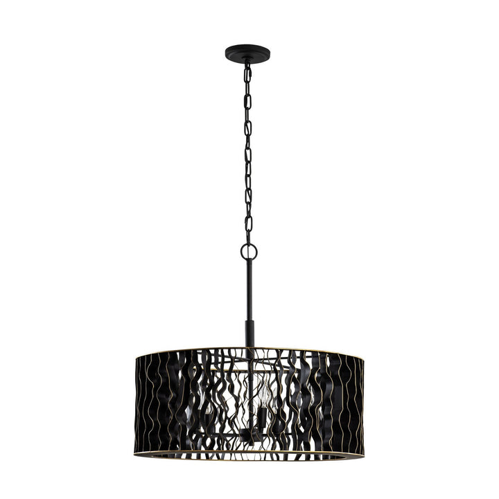 Varaluz - 380P05MBFG - Five Light Pendant - Estela - Matte Black/French Gold
