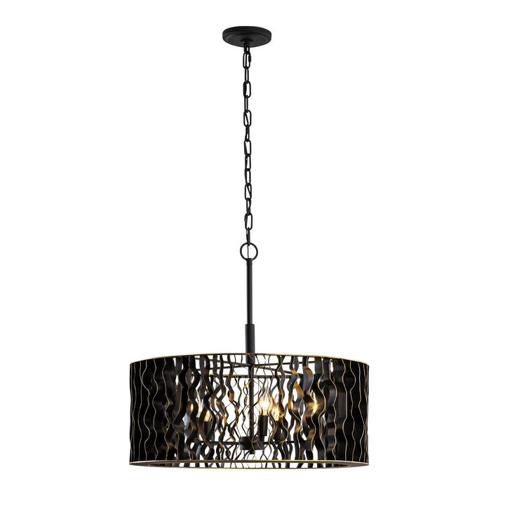 Varaluz - 380P05MBFG - Five Light Pendant - Estela - Matte Black/French Gold