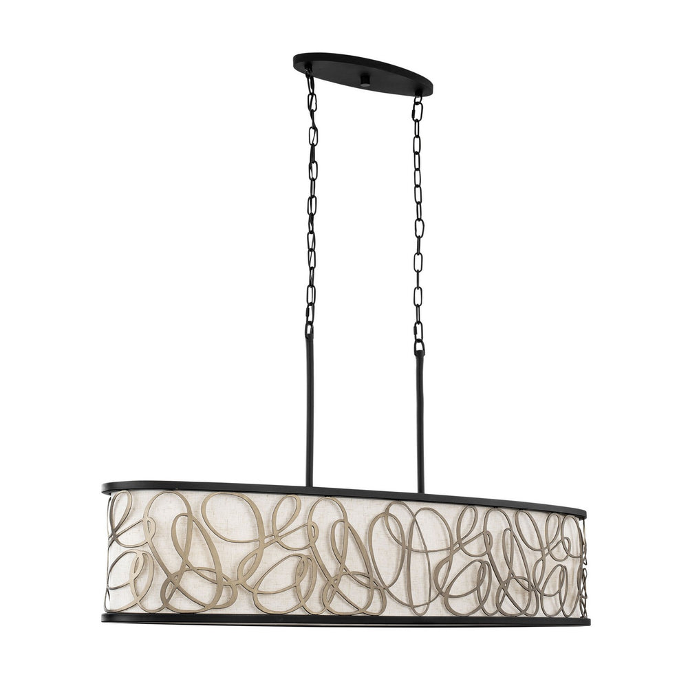 Varaluz - 381N06MBAR - Six Light Linear Pendant - Scribble - Matte Black/Artifact