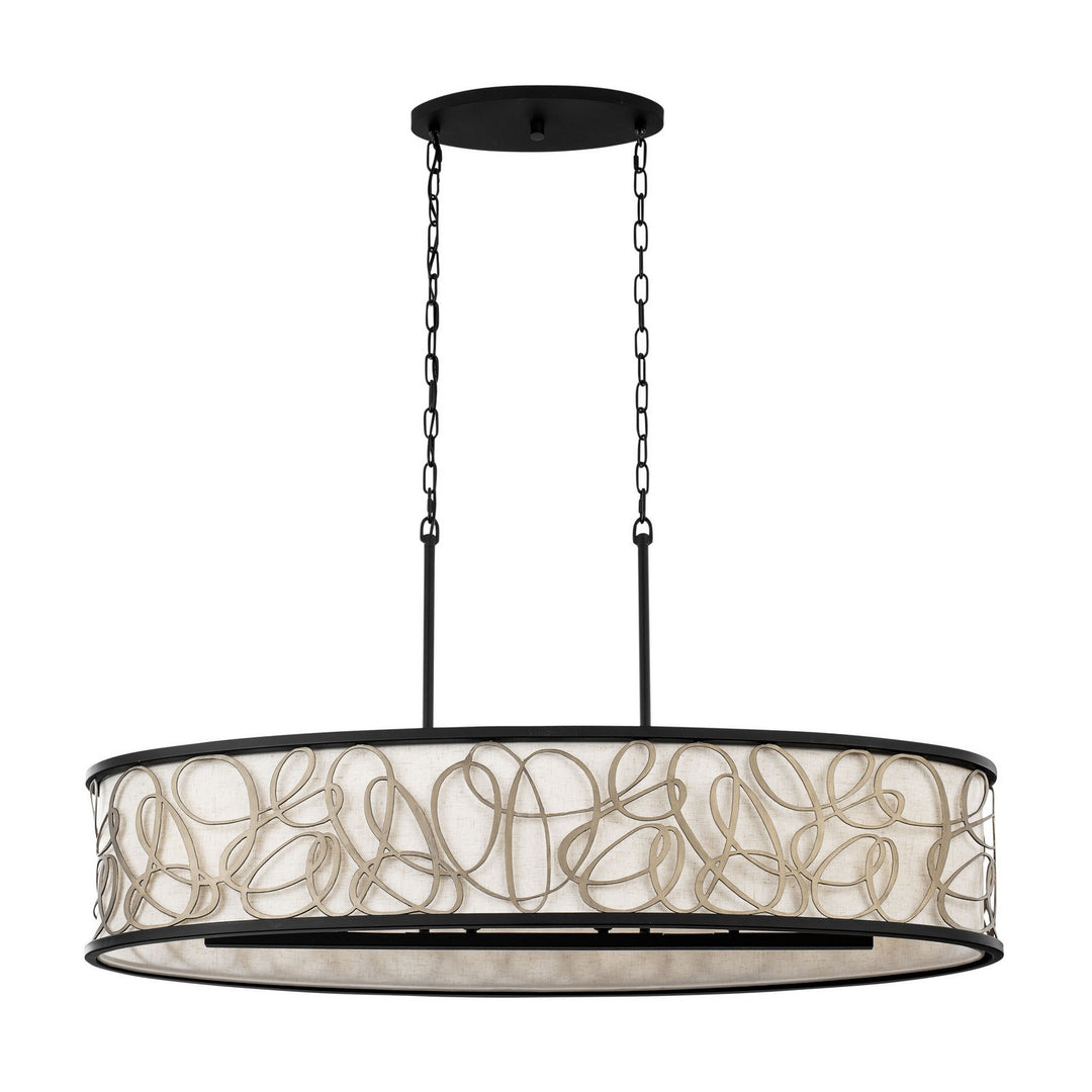Varaluz - 381N06MBAR - Six Light Linear Pendant - Scribble - Matte Black/Artifact
