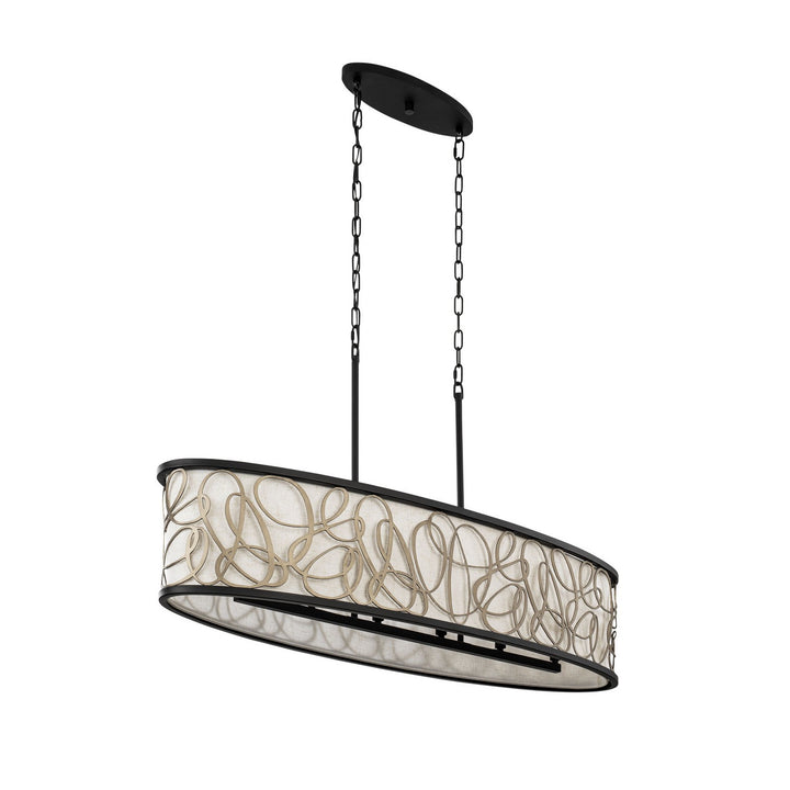 Varaluz - 381N06MBAR - Six Light Linear Pendant - Scribble - Matte Black/Artifact