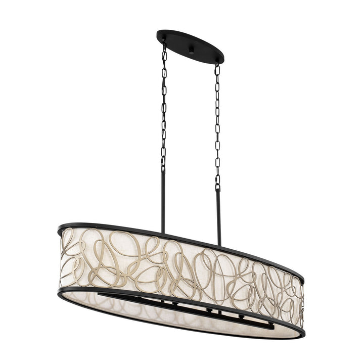 Varaluz - 381N06MBAR - Six Light Linear Pendant - Scribble - Matte Black/Artifact