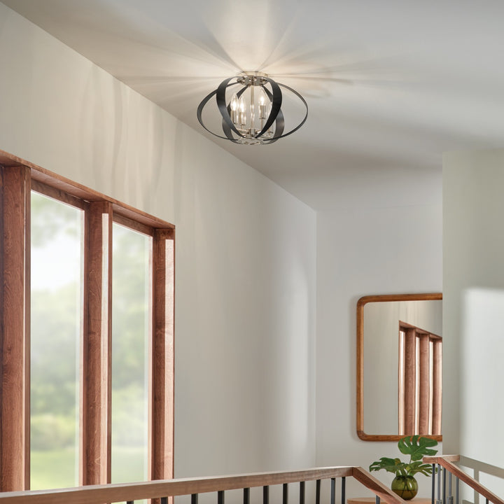 Kichler Canada - 52588PN - Four Light Flush Mount - Cecil - Polished Nickel