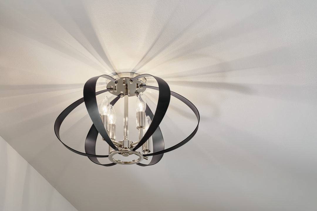 Kichler Canada - 52588PN - Four Light Flush Mount - Cecil - Polished Nickel