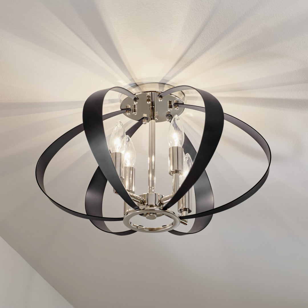 Kichler Canada - 52588PN - Four Light Flush Mount - Cecil - Polished Nickel