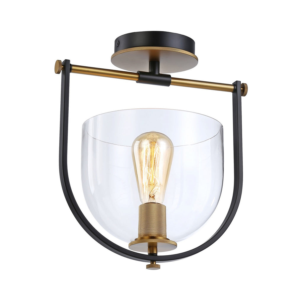 Artcraft Canada - AC11743BB - One Light Semi-Flush Mount - Cheshire - Black & Brass