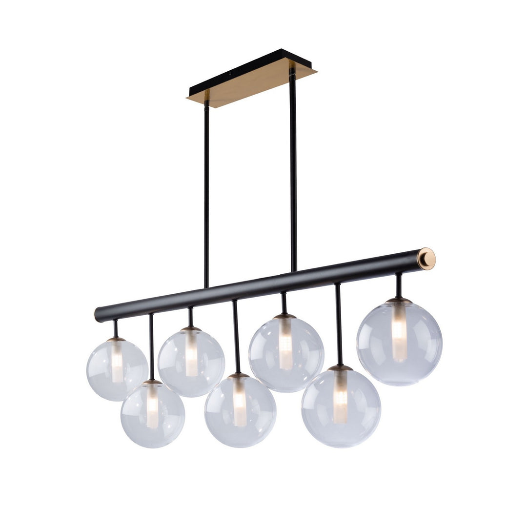 Artcraft Canada - AC11767VB - Seven Light Island Pendant - Aurelia - Matte Black & Brass