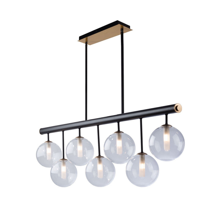Artcraft Canada - AC11767VB - Seven Light Island Pendant - Aurelia - Matte Black & Brass