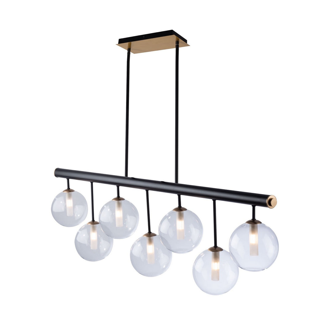 Artcraft Canada - AC11767VB - Seven Light Island Pendant - Aurelia - Matte Black & Brass