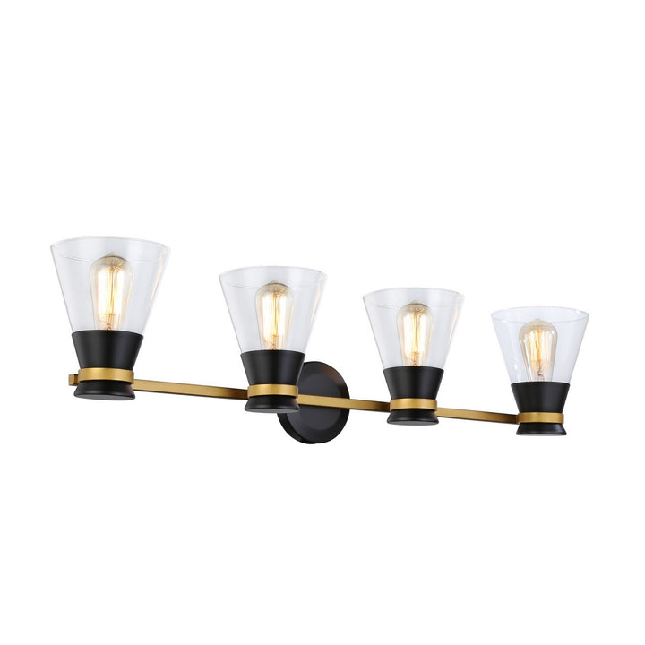 Artcraft Canada - AC11804BB - Four Light Vanity - Kanata - Black & Brushed Brass