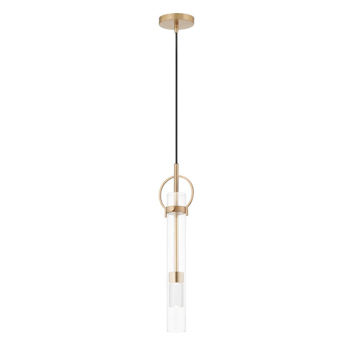 Justice Designs - FSN-4121-CLER-BRSS - LED Pendant - Textile - Brushed Brass