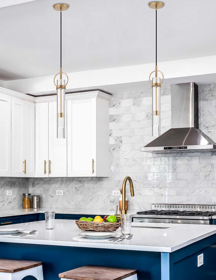 Textile LED Pendant in Brushed Brass Justice Designs