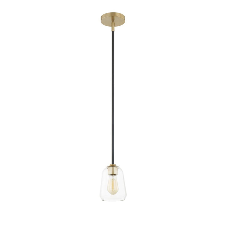 Justice Designs - FSN-8103-CLER-MBBR - One Light Pendant - Fusion - Matte Black w/ Brass