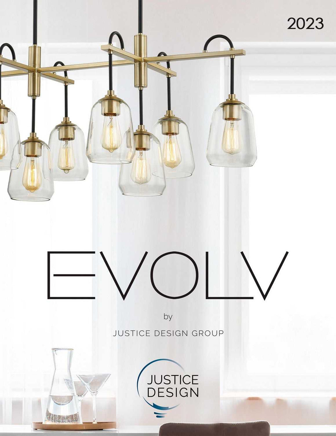 Fusion Eight Light Chandelier in Matte Black w/ Brass Justice Designs