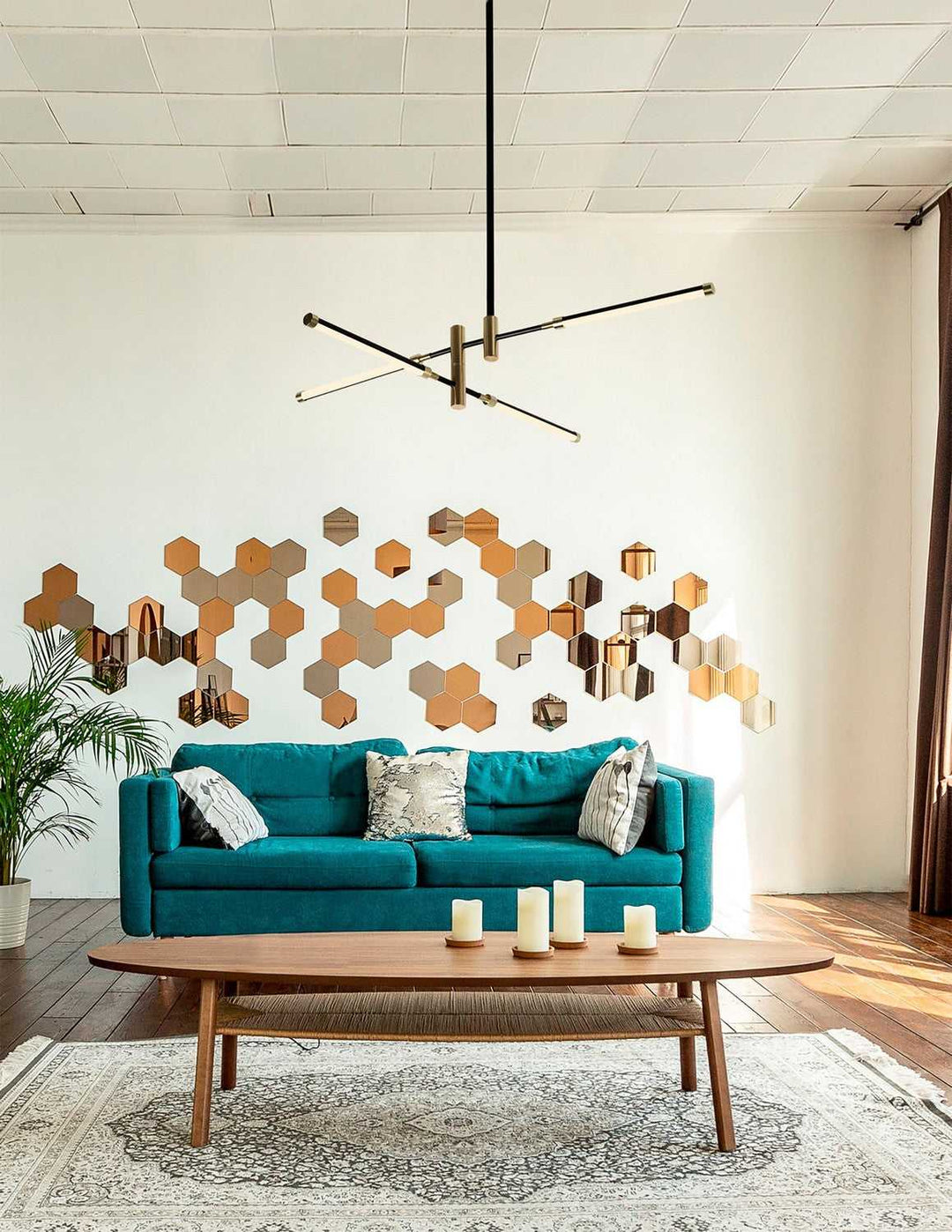 Fianco LED Chandelier in Matte Black w/ Brass Justice Designs
