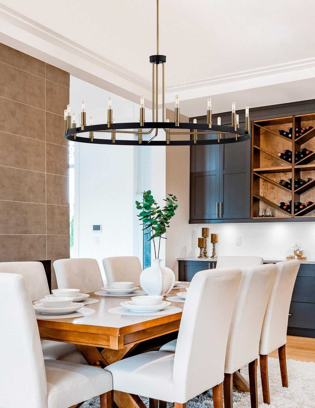 Clayton 18 Light Chandelier in Matte Black w/ Brass Justice Designs