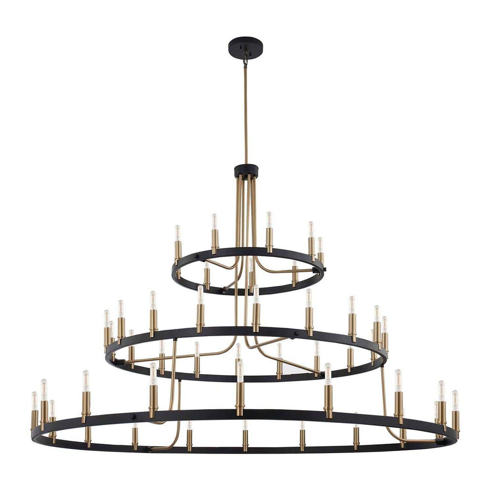 Clayton 45 Light Chandelier in Matte Black w/ Brass Justice Designs