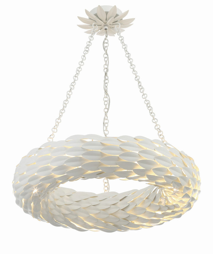Crystorama - 536-MT - Six Light Pendant - Broche - Matte White