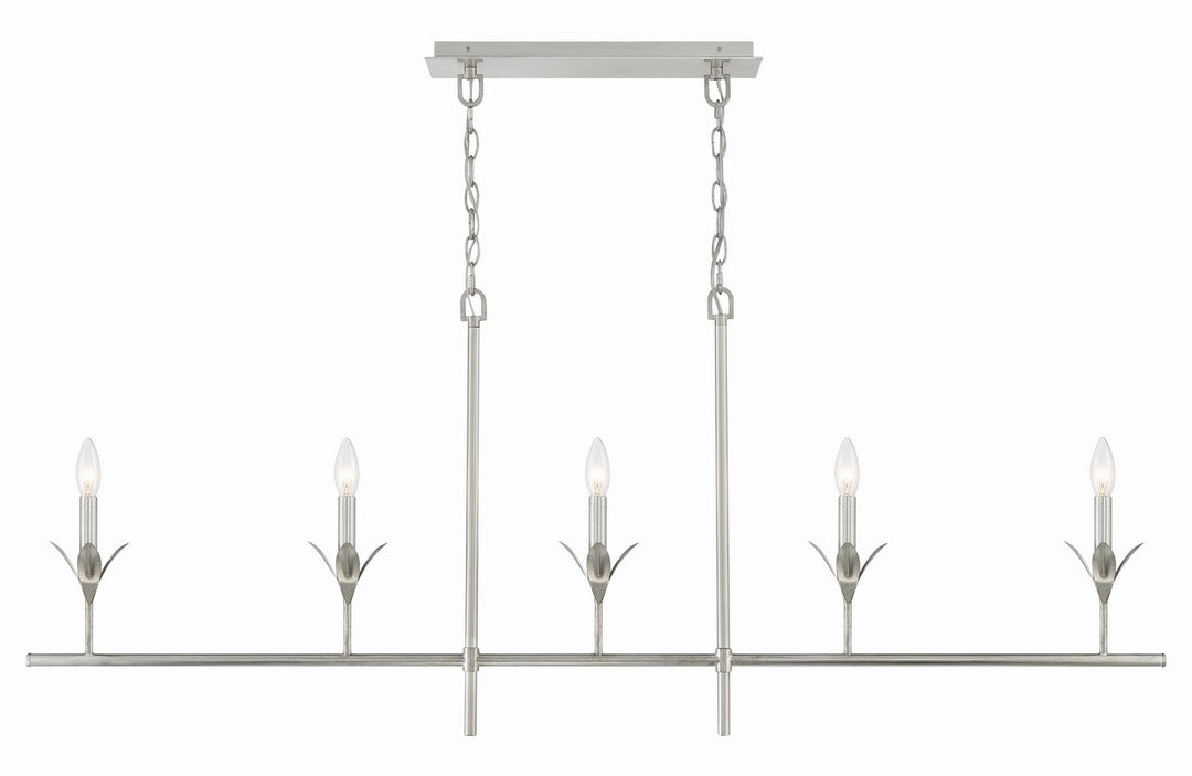 Crystorama - 537-SA - Five Light Chandelier - Broche - Antique Silver