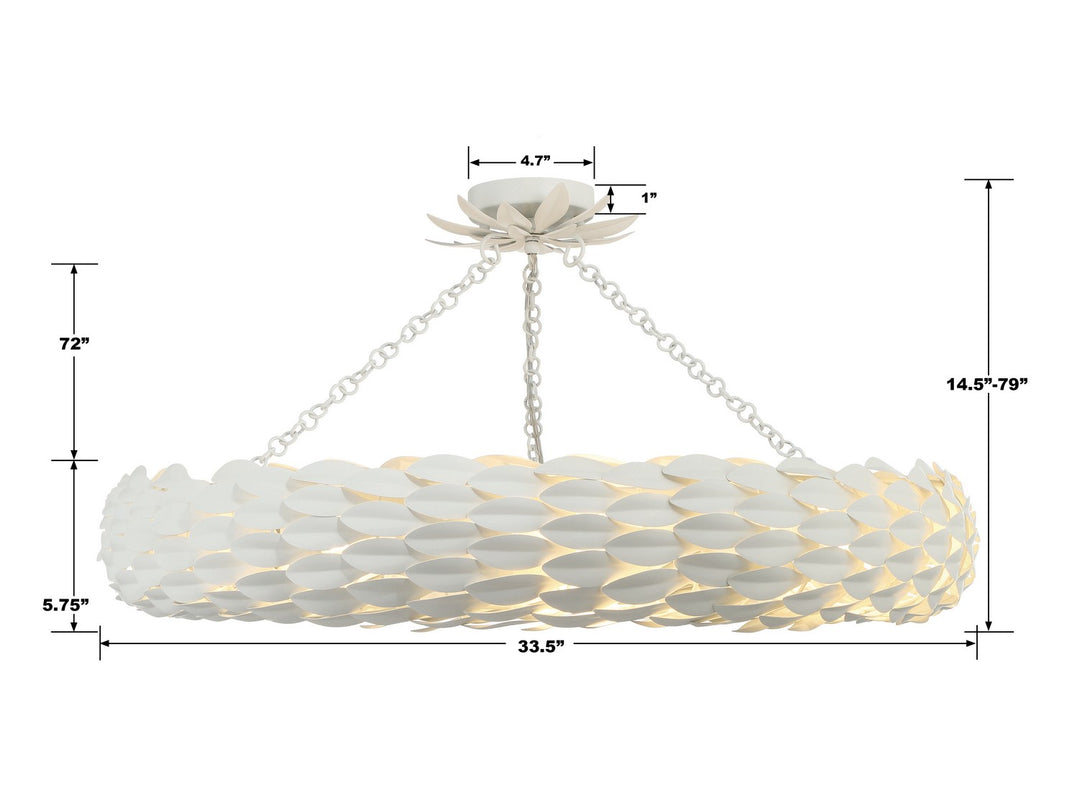 Crystorama - 538-MT_CEILING - Eight Light Semi Flush Mount - Broche - Matte White