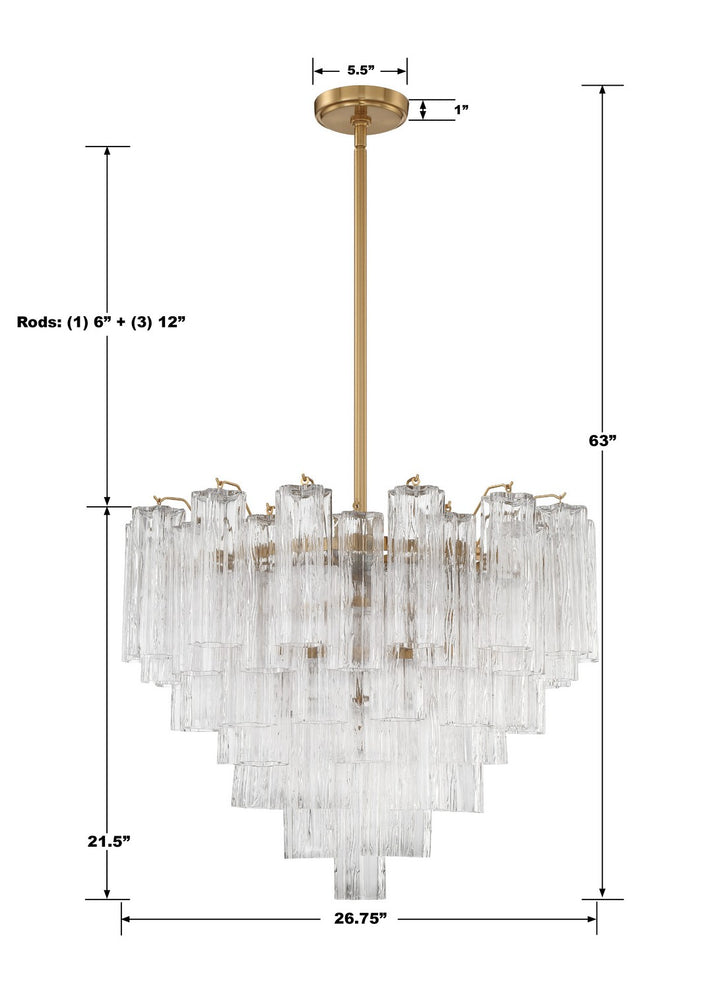 Crystorama - ADD-312-AG-CL - 12 Light Chandelier - Addis - Aged Brass