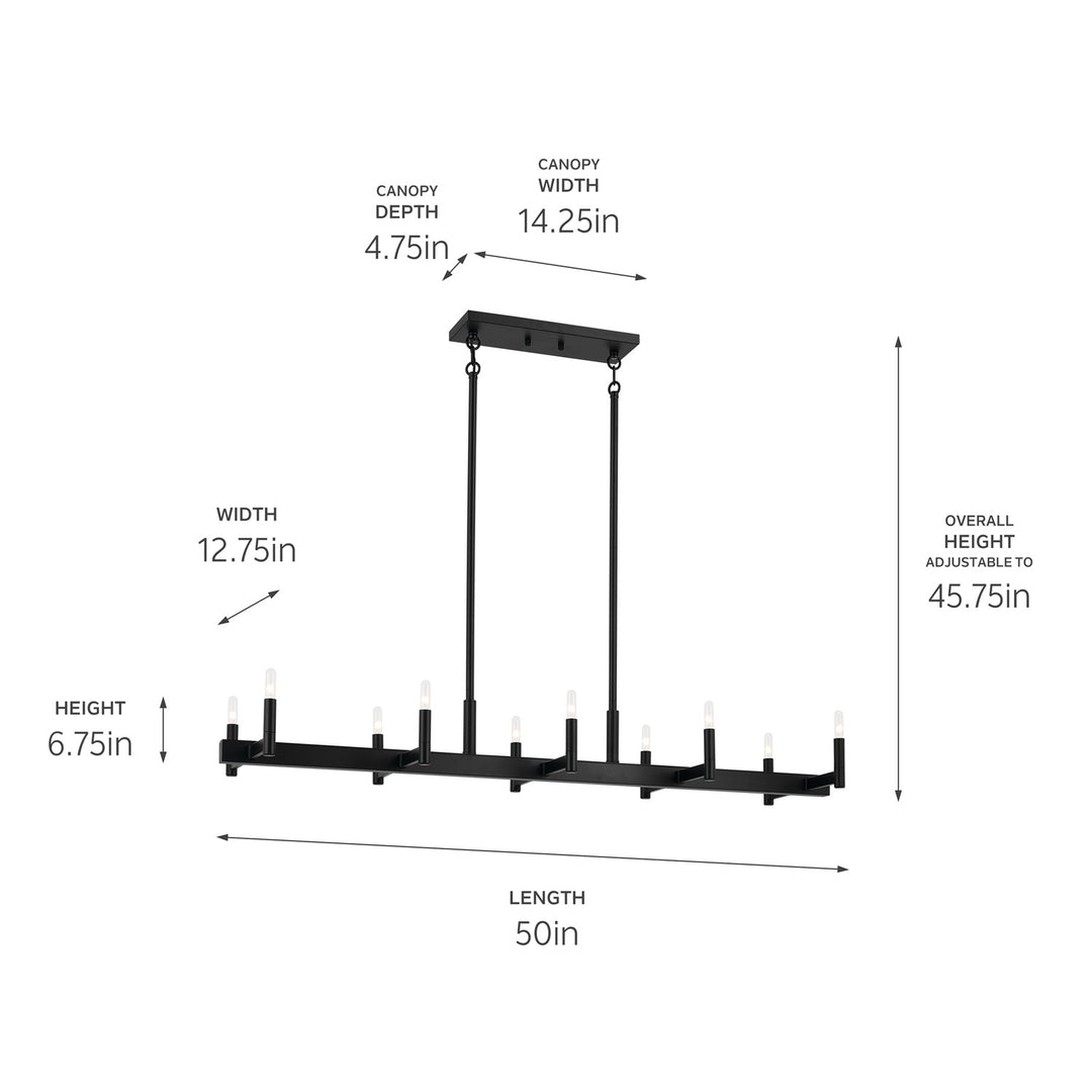 Kichler Canada - 52614BK - Ten Light Linear Chandelier - Erzo - Black