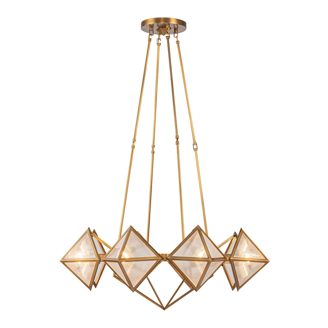 Alora Canada - CH332830VBCR - Eight Light Chandelier - Cairo - Ribbed Glass/Vintage Brass