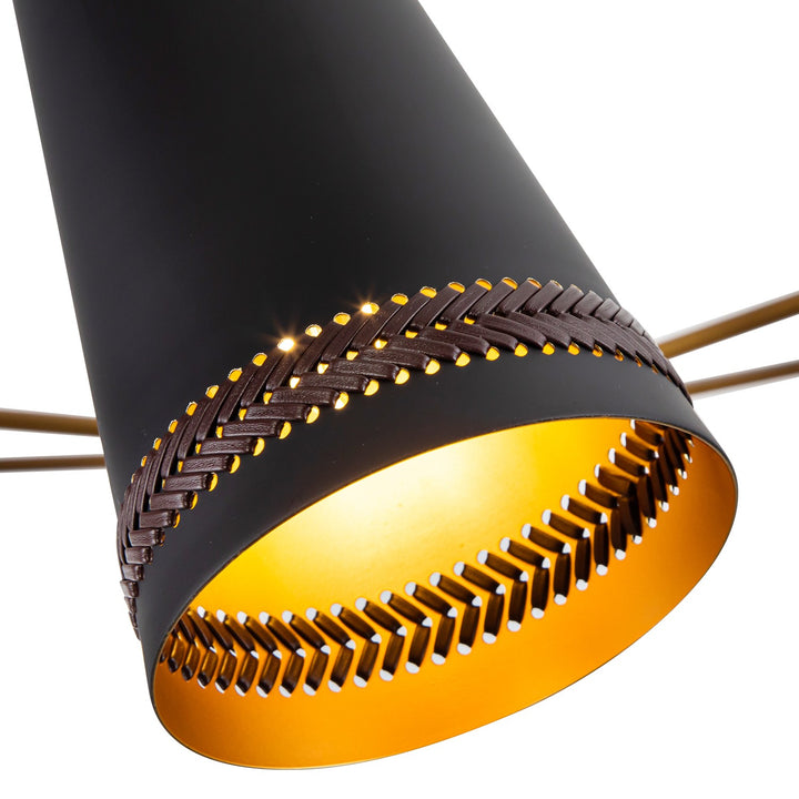 Alora Canada - CH342545MBHL - Five Light Chandelier - Brickell - Matte Black/Hazelnut Leather