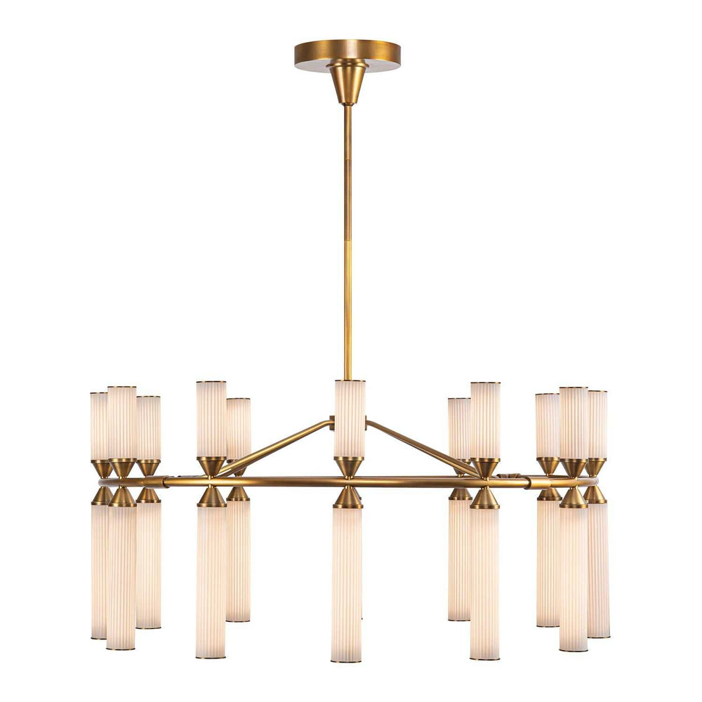 Alora Canada - CH348038VBFR - LED Chandelier - Edwin - Vintage Brass/Frosted Ribbed Glass