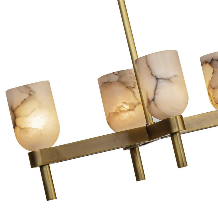 Alora Canada - LP338052VBAR - Ten Light Linear Pendant - Lucian - Vintage Brass/Alabaster