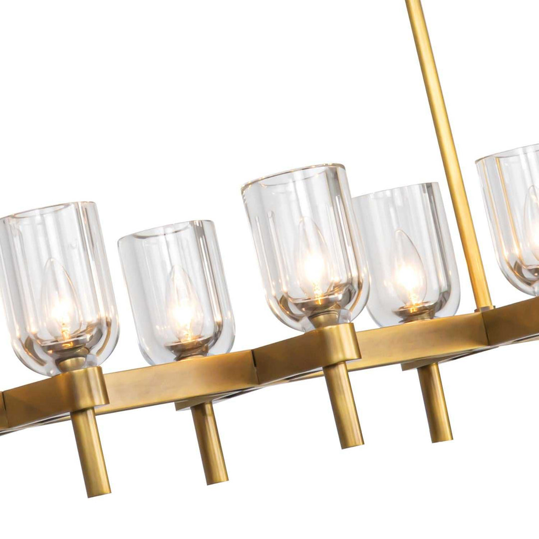 Alora Canada - LP338052VBCC - Ten Light Linear Pendant - Lucian - Vintage Brass/Clear Crystal