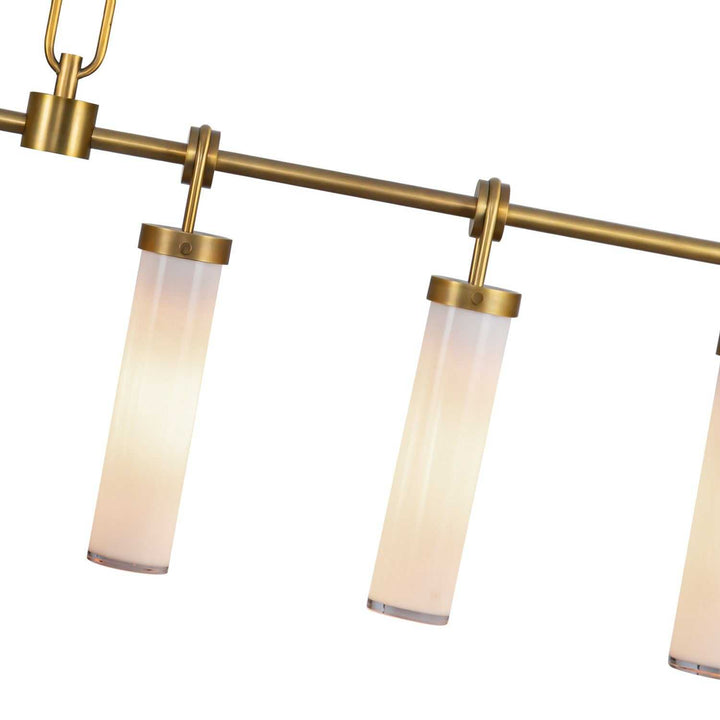 Alora Canada - LP355652VBGO - Six Light Linear Pendant - Wynwood - Vintage Brass/Glossy Opal