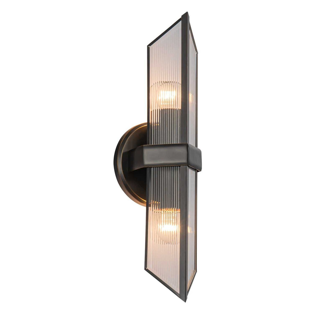 Cairo Two Light Vanity in Ribbed Glass/Urban Bronze Alora Canada