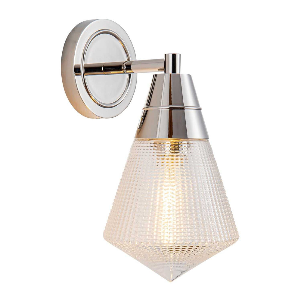 Willard One Light Wall Sconce in Polished Nickel/Prismatic Glass Alora Canada