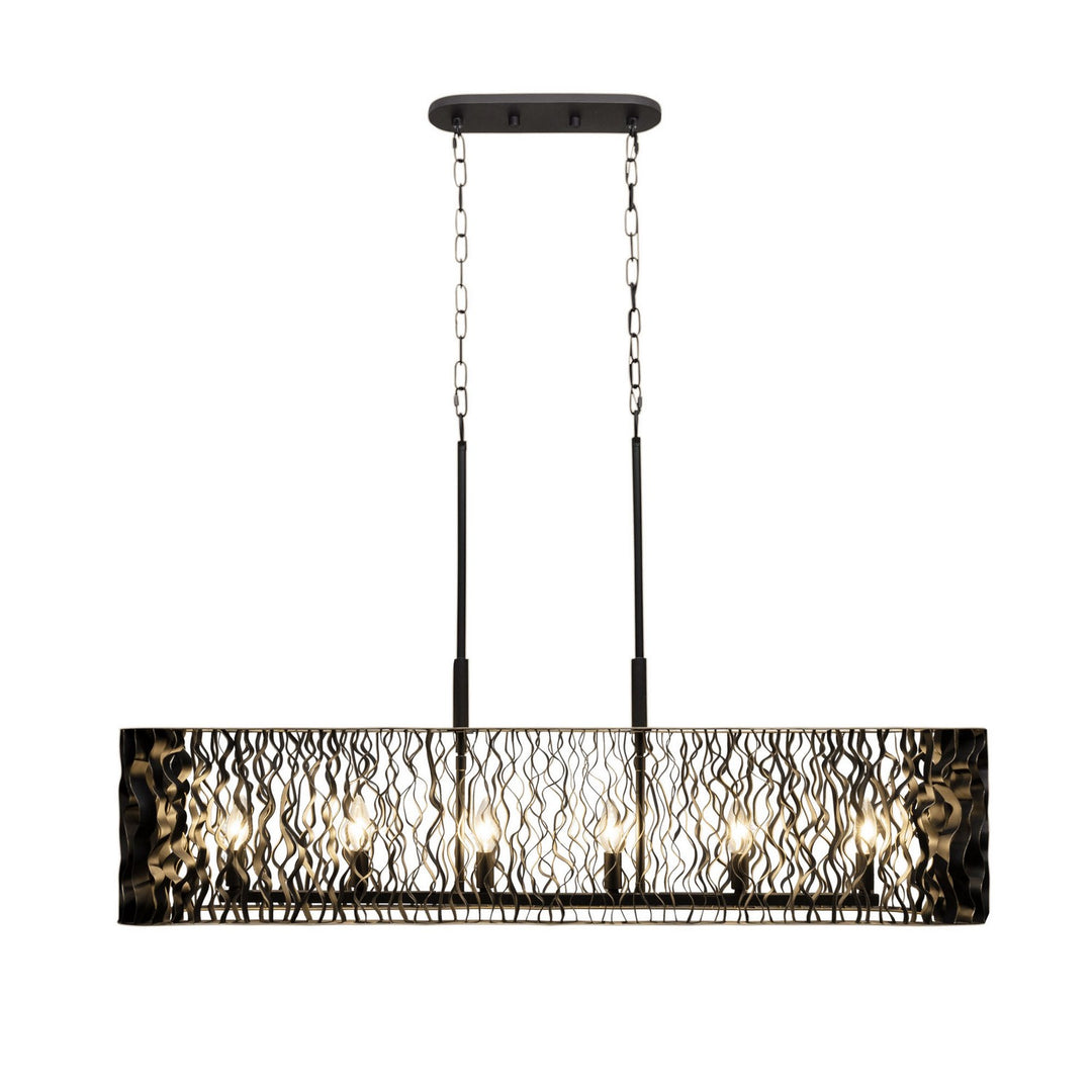 Varaluz - 380N06MBFG - Six Light Linear Pendant - Estela - Matte Black/French Gold